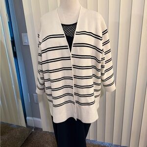 Coldwater Creek Black and White Striped Cardigan